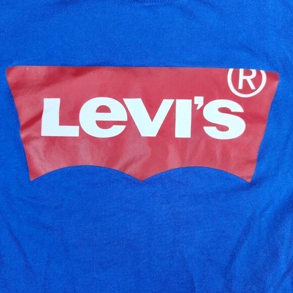 🔹️🔺️Levi's Prince Blue Classic Batwing Graphic Logo Top Youth Large - Picture 5 of 10